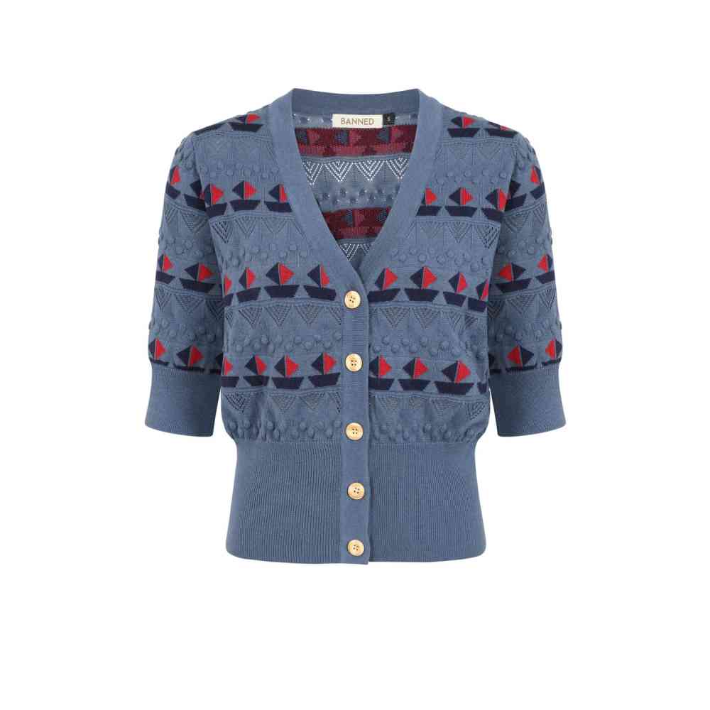 Banned - Kitty Sail Cardigan - Bleu foncÃ©